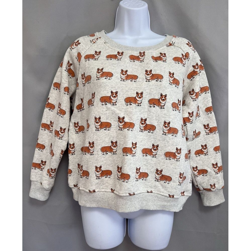 Womens SM Wardrobe Dogs Printed Sweatshirt‎ Beige  Small